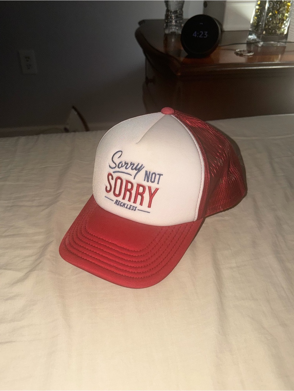 RECKLESS Women’s Red & White 'Sorry Not Sorry' Hat